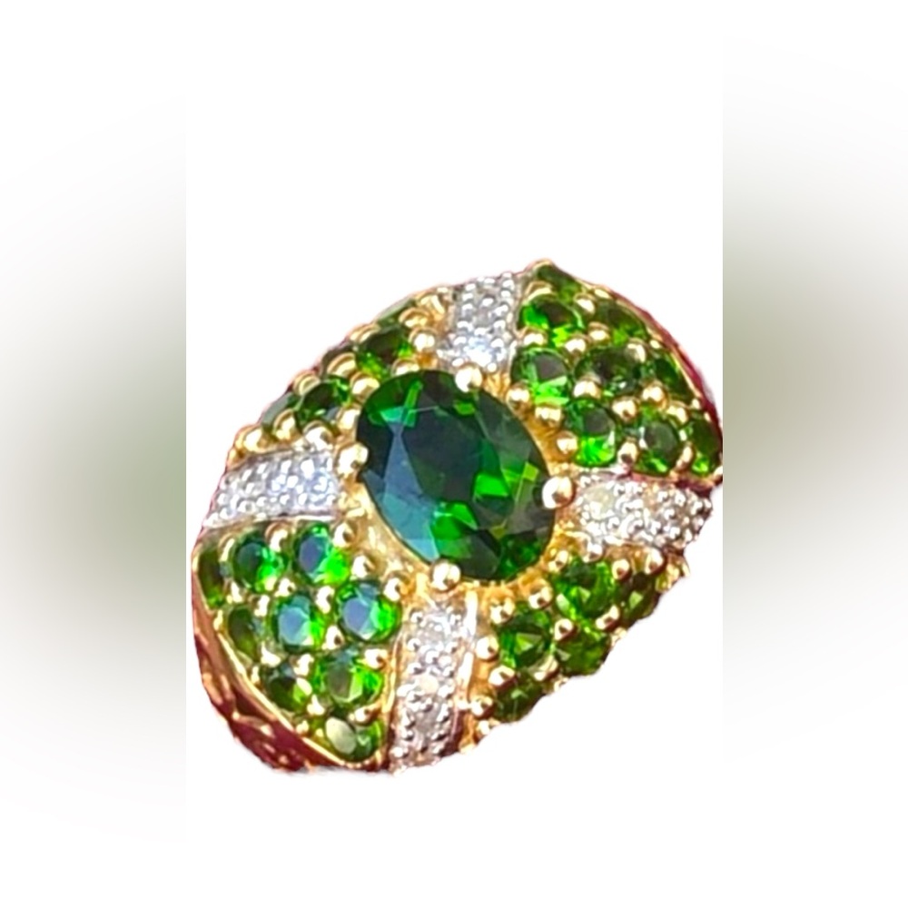 - Stunning - 14k Tsavorite Garnet & Diamonds ring cocktail dinner w apprai…